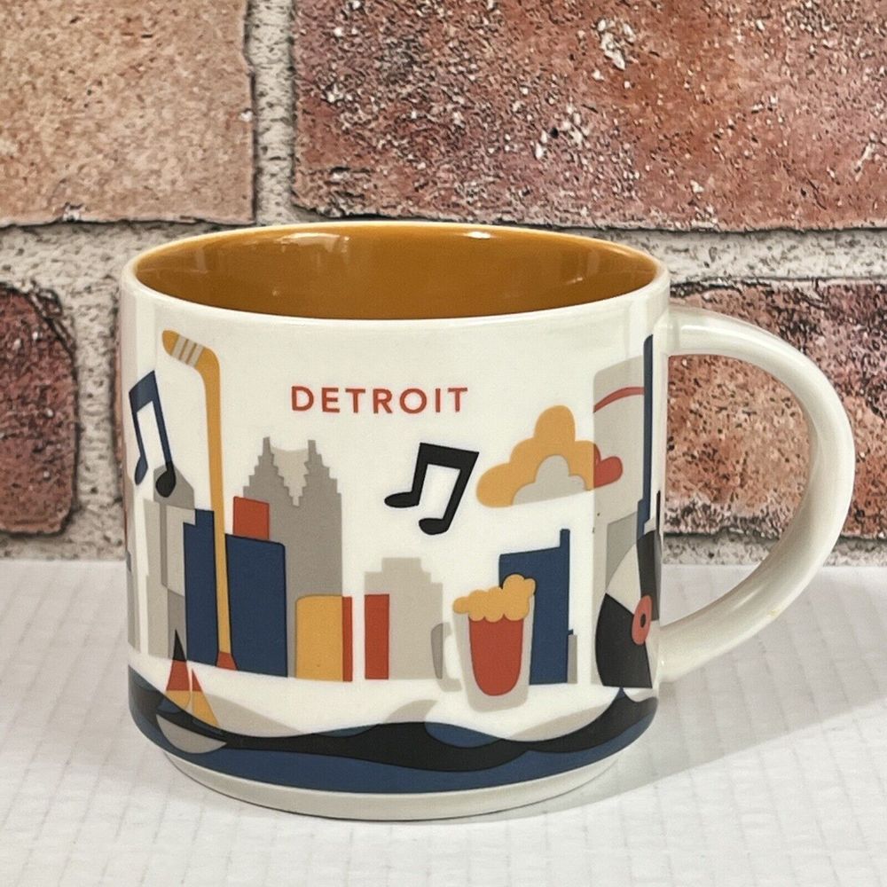 Starbucks Mug DETROIT Ceramic Coffee You Are Here Series 14 oz White Motown